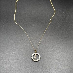 Gold  Opal Circle Pendant Necklace with Initial 925 silver